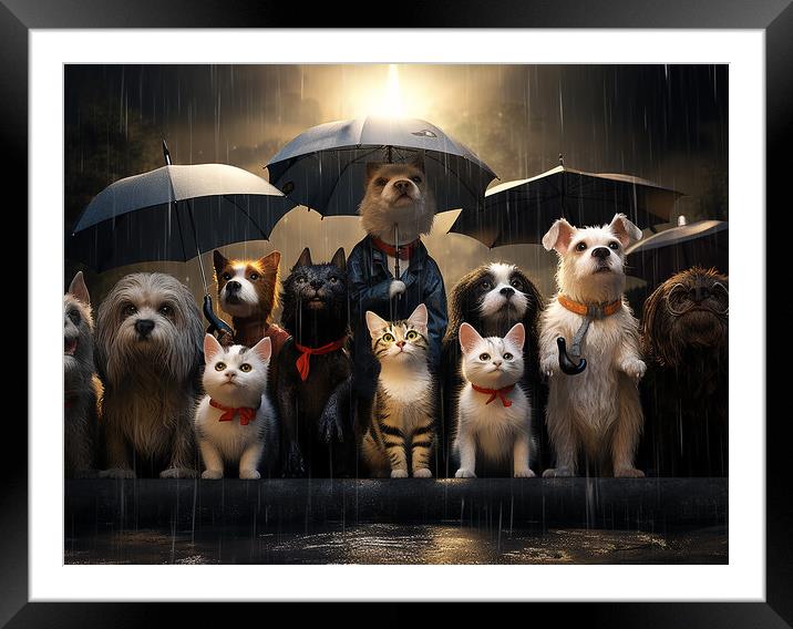 Raining Cats And Dogs Framed Mounted Print by Steve Smith