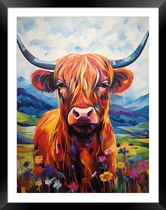 Highland Cow Portrait Framed Mounted Print by Steve Smith