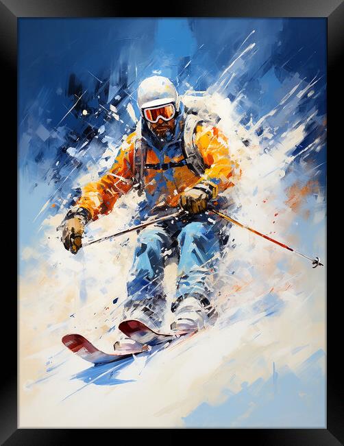Downhill Skier Framed Print by Steve Smith