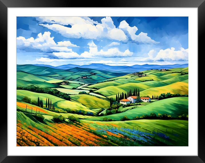 Rolling Hills Of Tuscany Framed Mounted Print by Steve Smith