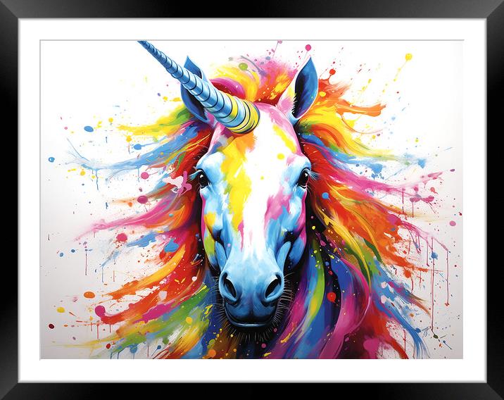 Unicorn Colour Splash Framed Mounted Print by Steve Smith
