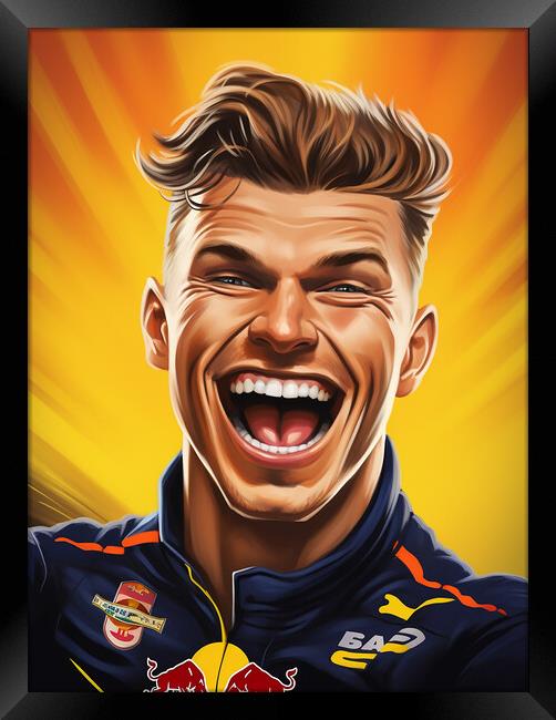 Caricature of Max Verstappen Framed Print by Steve Smith