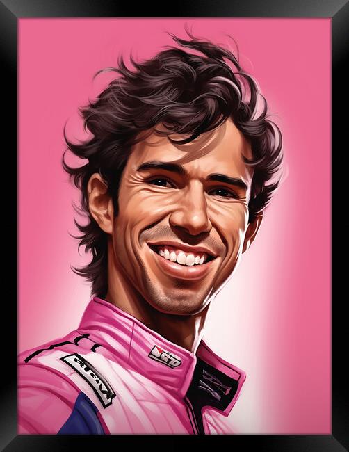 Caricature of Sergio Perez Framed Print by Steve Smith