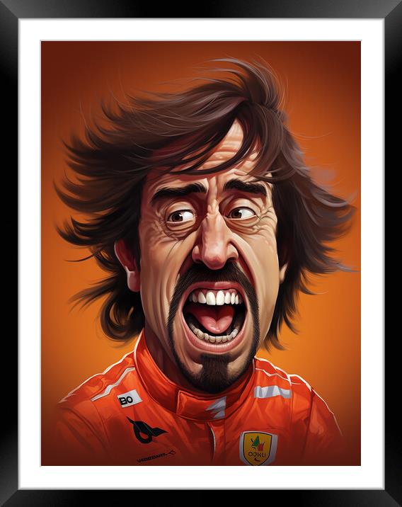 Caricature of Fernando Alonso Framed Mounted Print by Steve Smith