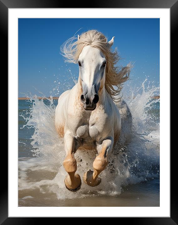 Camargue Horse Framed Mounted Print by Steve Smith