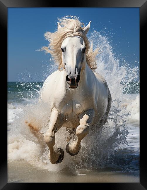 Camargue Horse Framed Print by Steve Smith