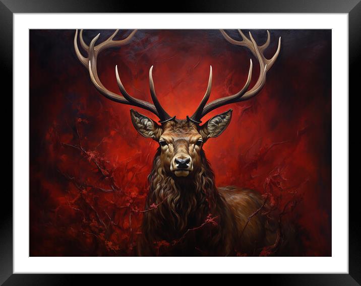 Scottish Stag Painting Framed Mounted Print by Steve Smith