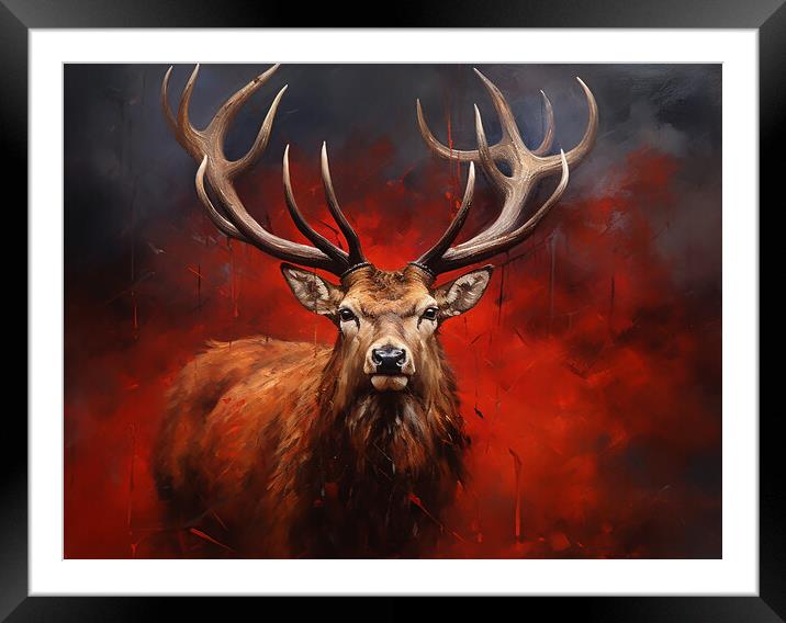 Scottish Stag Painting Framed Mounted Print by Steve Smith