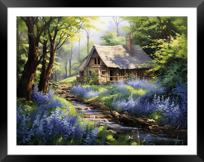 Bluebell Woods Cottage Framed Mounted Print by Steve Smith