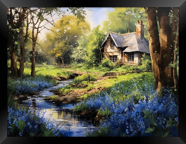 Bluebell Woods Cottage Framed Print by Steve Smith