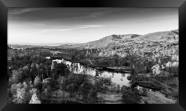 Tarns Hows To Old Man Of Coniston Mono Framed Print by Steve Smith