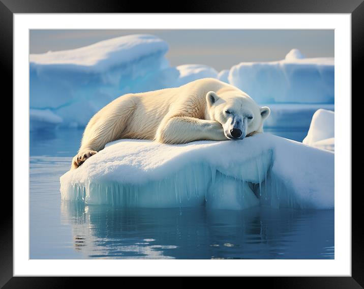 Sleeping Polar Bear Framed Mounted Print by Steve Smith