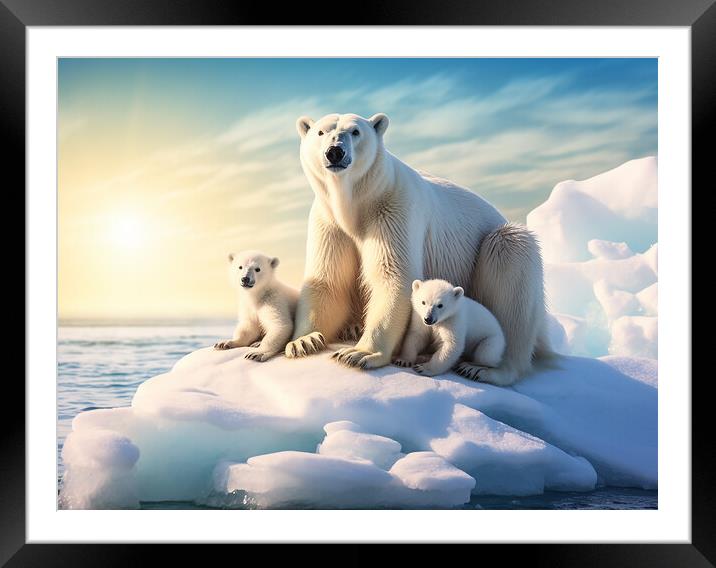 Polar Bear Family Framed Mounted Print by Steve Smith