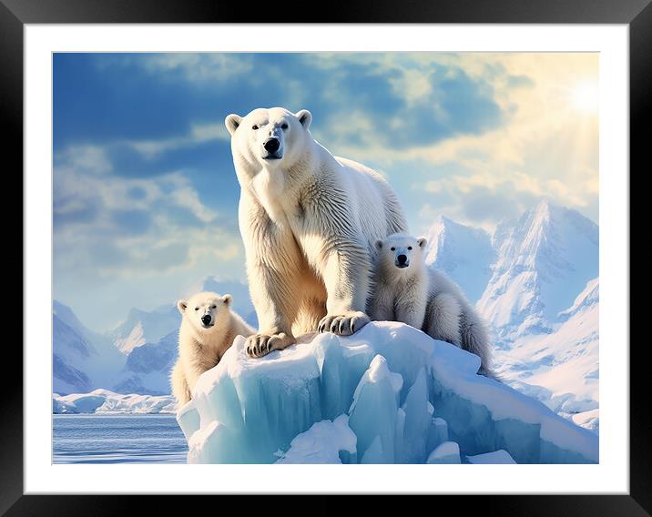 Polar Bear Family Framed Mounted Print by Steve Smith