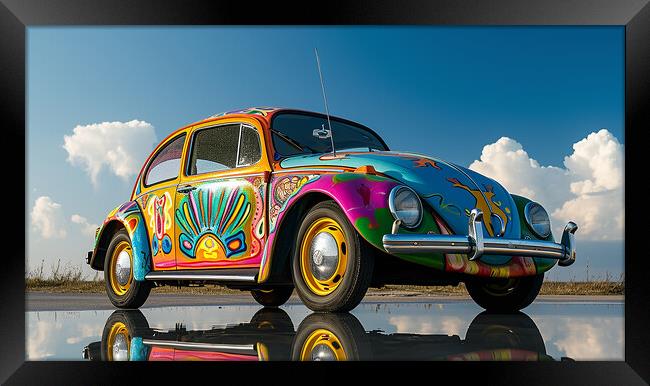 Flower Power 1970 VDub Framed Print by Steve Smith