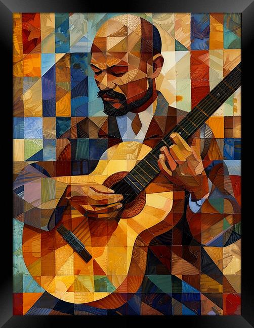 Spanish Guitarist Cubism Framed Print by Steve Smith