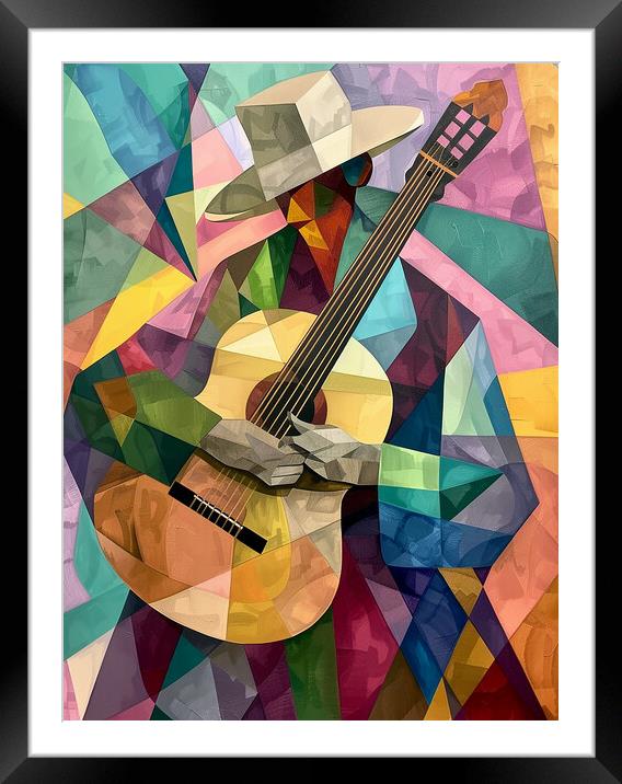 Spanish Guitarist Cubism Framed Mounted Print by Steve Smith