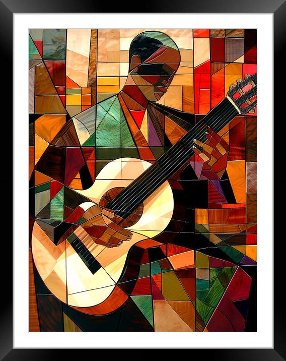 Spanish Guitarist Cubism Framed Mounted Print by Steve Smith