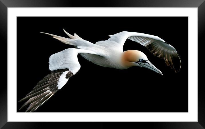 Gannet In Flight Framed Mounted Print by Steve Smith