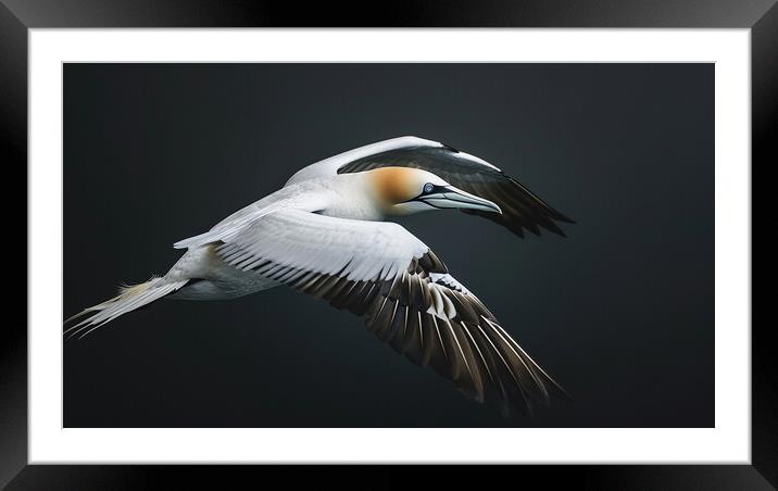 Gannet In Flight Framed Mounted Print by Steve Smith