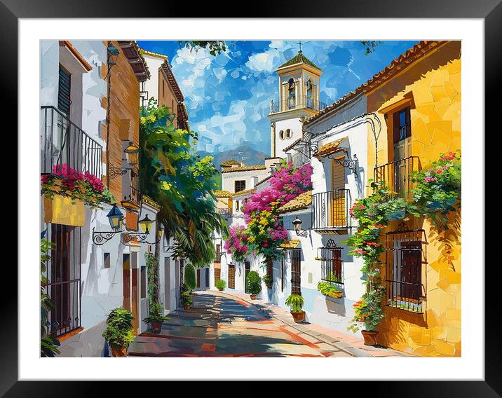 Marbella Old Town Framed Mounted Print by Steve Smith