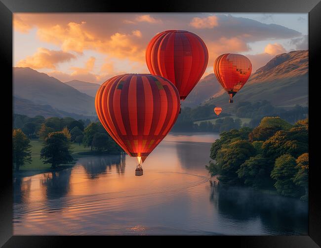 Hot Air Balloons Ullswater Framed Print by Steve Smith