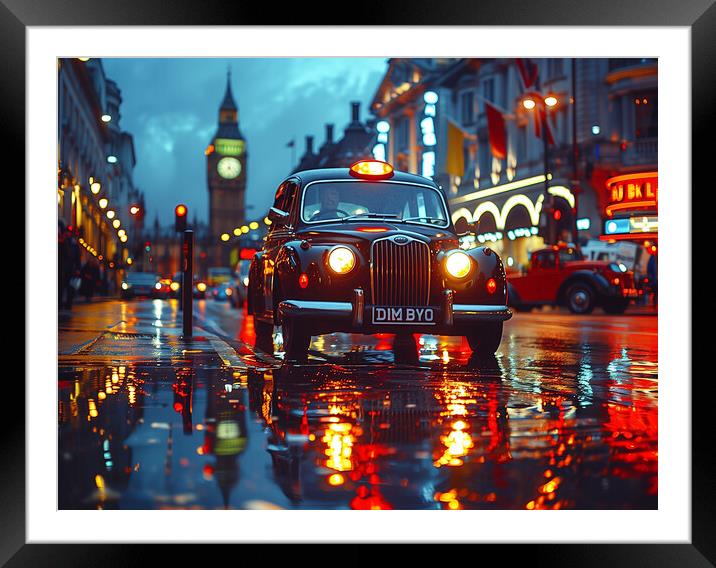 London Black Cab Framed Mounted Print by Steve Smith