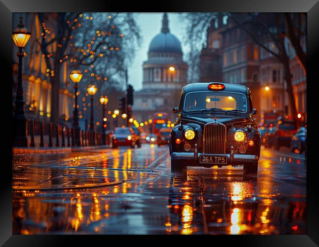 London Black Cab Framed Print by Steve Smith