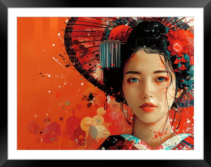 Geisha Girl Art Framed Mounted Print by Steve Smith