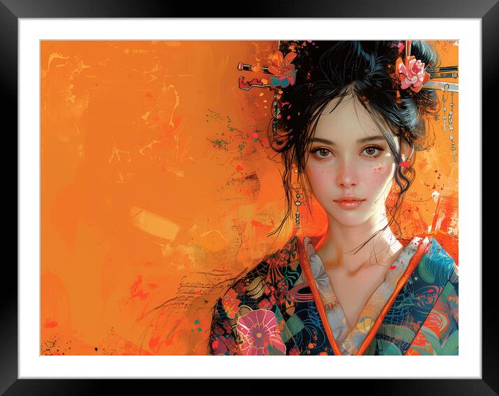 Geisha Girl Art Framed Mounted Print by Steve Smith