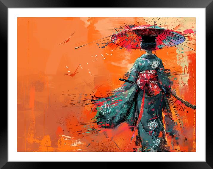 Geisha Girl Art Framed Mounted Print by Steve Smith