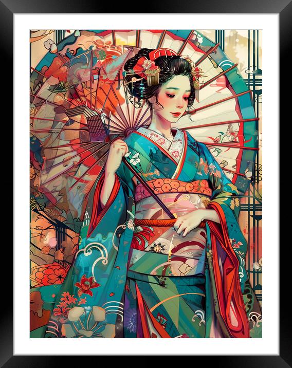 Geisha Girl Art Framed Mounted Print by Steve Smith