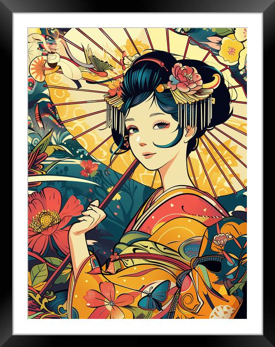 Geisha Girl Art Framed Mounted Print by Steve Smith