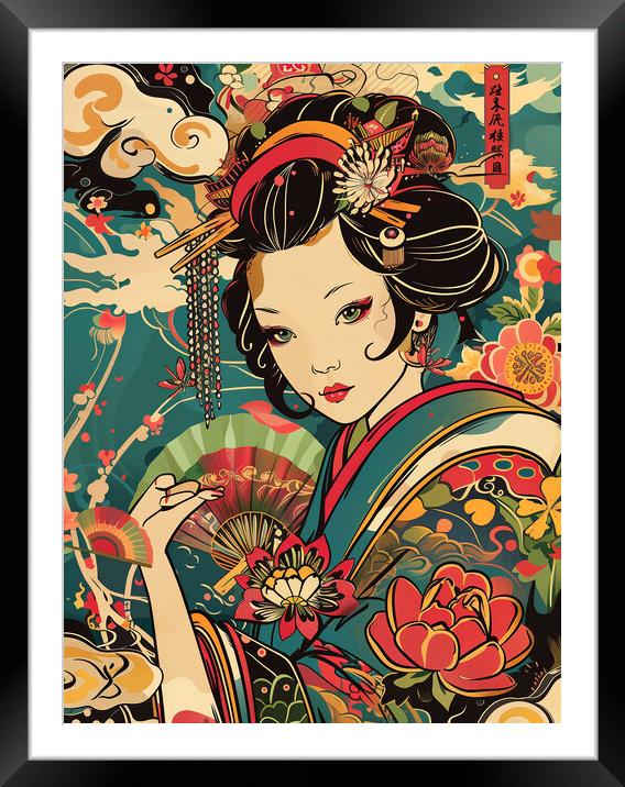 Geisha Girl Art Framed Mounted Print by Steve Smith