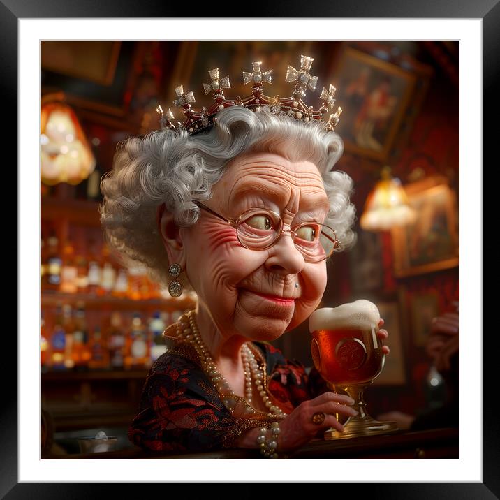 Queen Elizabeth II Caricature Framed Mounted Print by Steve Smith