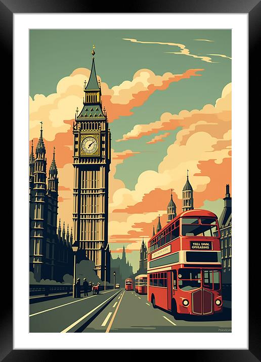 Vintage Travel Poster London Framed Mounted Print by Steve Smith