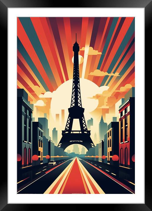 Vintage Travel Poster Paris Framed Mounted Print by Steve Smith