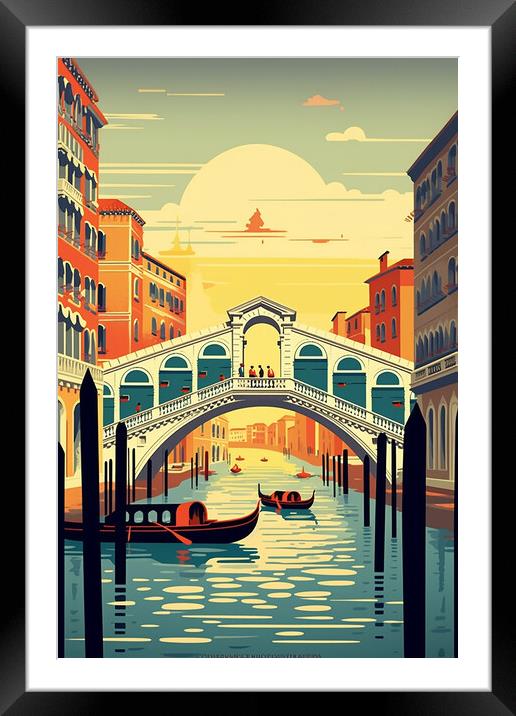 Vintage Travel Poster Venice Framed Mounted Print by Steve Smith