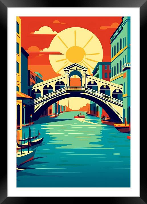 Vintage Travel Poster Venice Framed Mounted Print by Steve Smith