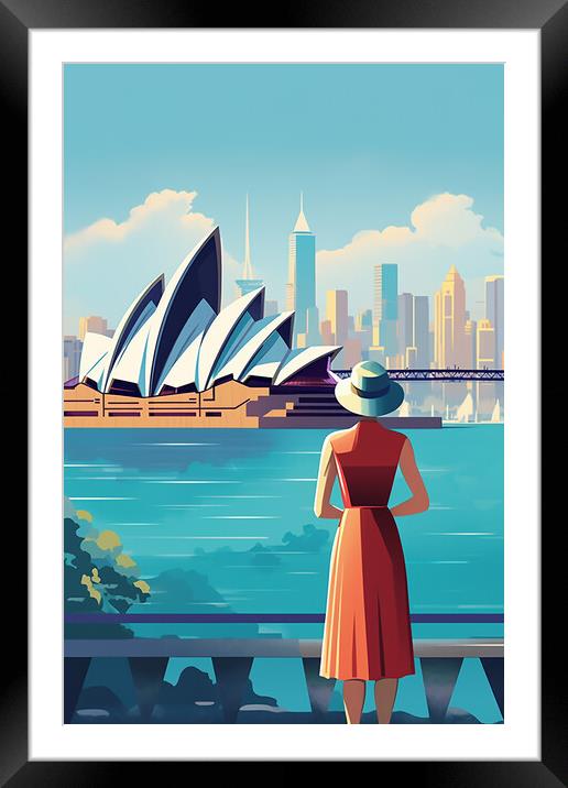 Vintage Travel Poster Sydney Framed Mounted Print by Steve Smith