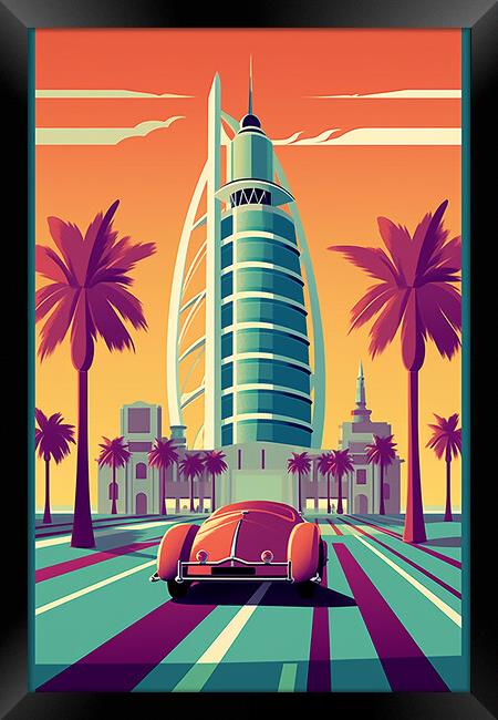 Vintage Travel Poster Dubai Framed Print by Steve Smith