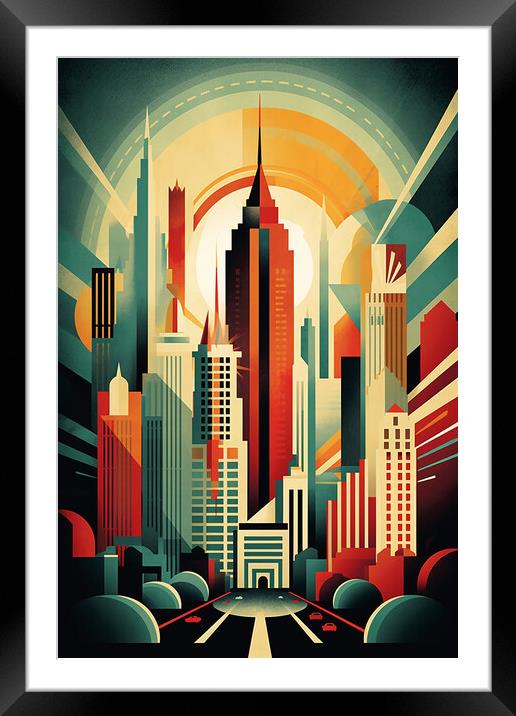 Vintage Travel Poster Manhattan Framed Mounted Print by Steve Smith