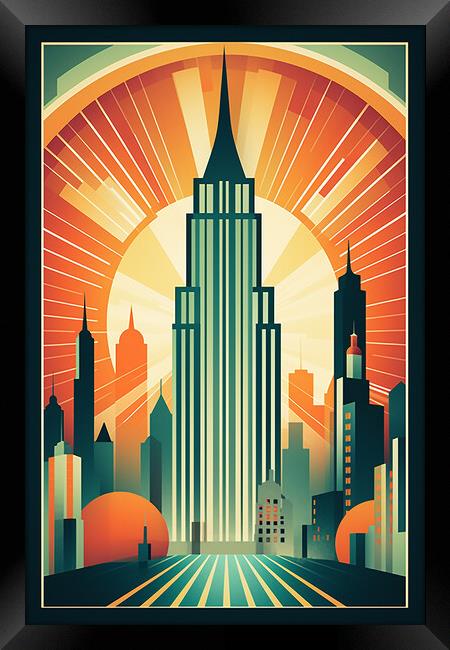 Vintage Travel Poster Manhattan Framed Print by Steve Smith