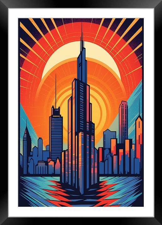 Vintage Travel Poster Chicago Framed Mounted Print by Steve Smith