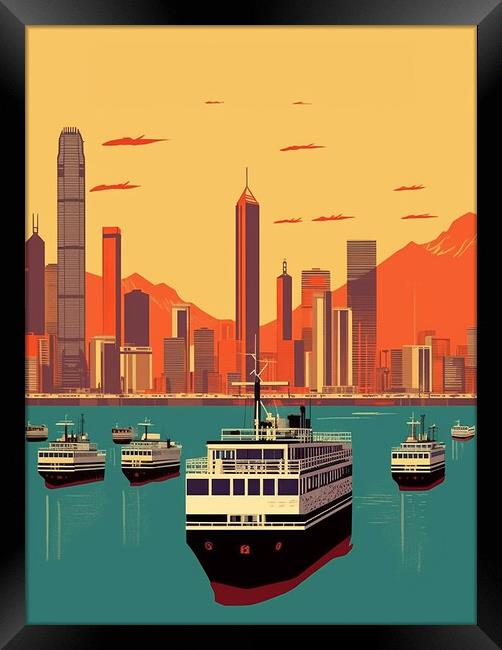 Vintage Travel Poster Hong Kong Framed Print by Steve Smith