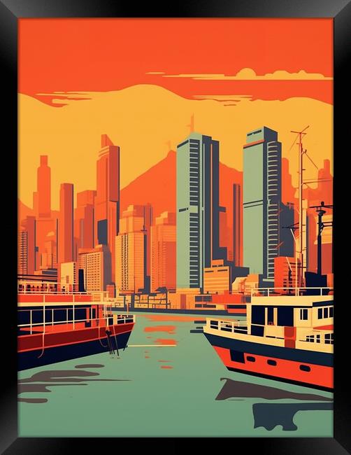 Vintage Travel Poster Hong Kong Framed Print by Steve Smith