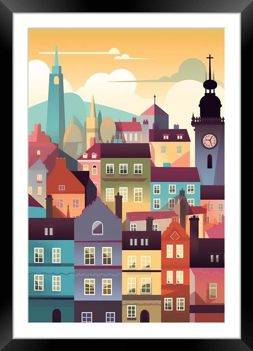 Vintage Travel Poster Prague Framed Mounted Print by Steve Smith