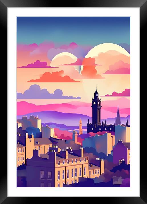 Vintage Travel Poster Edinburgh Framed Mounted Print by Steve Smith