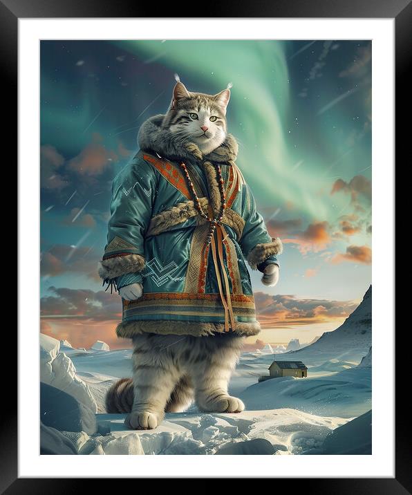 Arctic Anthropomorphic Cat Framed Mounted Print by Steve Smith