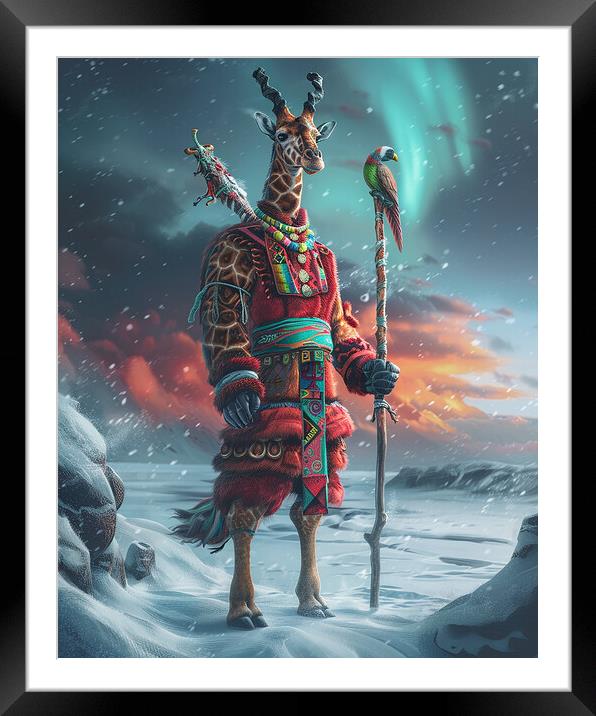 Arctic Anthropomorphic Giraffe Framed Mounted Print by Steve Smith
